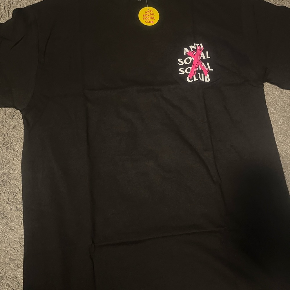 Anti Social Social Club Canceled Black Tee with Pink and White Logo